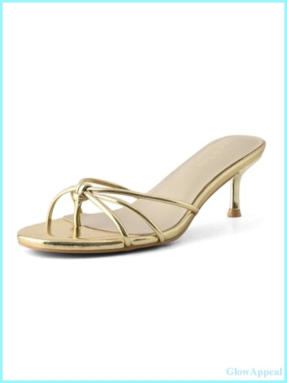 Women's Kitten Heel Mule Sandals Knotted Thong Slip-On Round Open Toe Faux - Picture 1 of 6